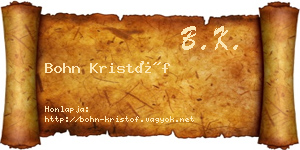 Bohn Kristóf névjegykártya